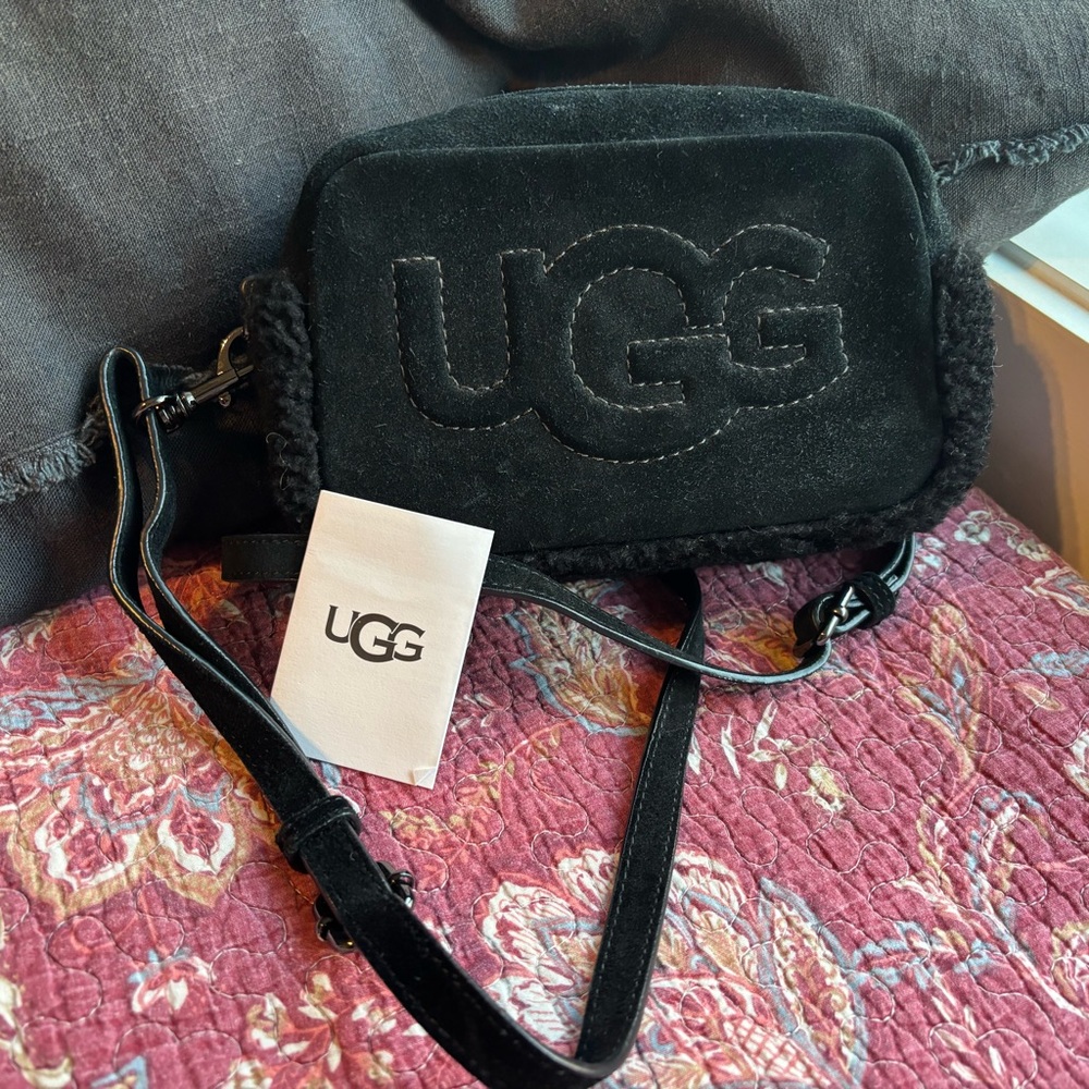 UGG Black Shearling Crossbody Bag